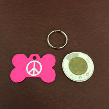 Load image into Gallery viewer, Peace Sign Large Bone Pink Personalized Aluminum Tag