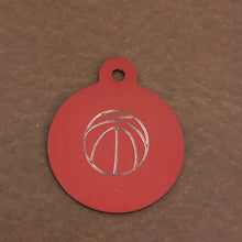 Load image into Gallery viewer, Basketball Clip Art Large Circle Aluminum Tag Personalized Diamond Engraved Tag