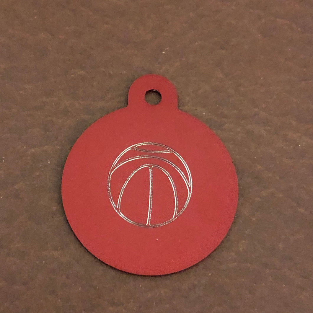 Basketball Clip Art Large Circle Aluminum Tag Personalized Diamond Engraved Tag