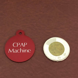 CPAP Machine Large Circle Aluminum Tag Keychain