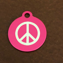 Load image into Gallery viewer, Peace Sign Small Circle Pink Aluminum Tag