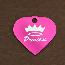 Load image into Gallery viewer, Princess Crown Print Small Pink Heart Aluminum Tag