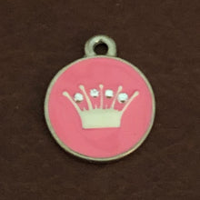 Load image into Gallery viewer, Pink Princess Crown Crystals, Small Circle Tag