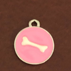 Pink Bone Small Pewter Circle Tag