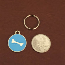Load image into Gallery viewer, Blue Bone Small Pewter Circle Tag, Personalized Diamond Engraved