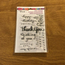 Load image into Gallery viewer, Stampendous Happy Messages 12 Piece Clear Stamp Set SSC109