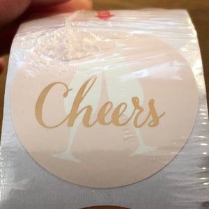 Pink & Gold Cheers Foil Stickers - 1 Roll of 100