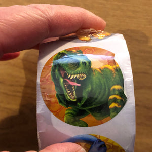 Dinosaur Stickers - 1 Roll of 100