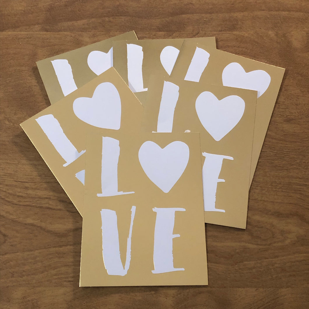 LOVE Gold Foil Blank Cards and Envelopes 6 Pack