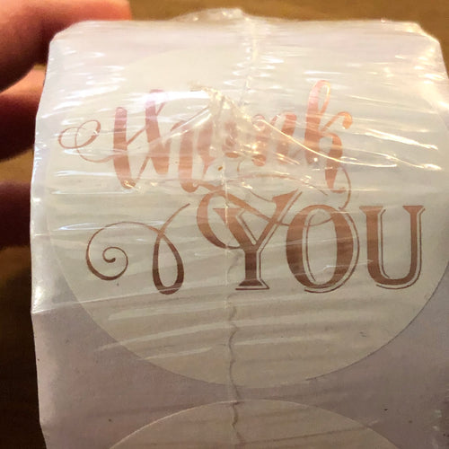 Rose Gold Foil Thank You Stickers 100pk