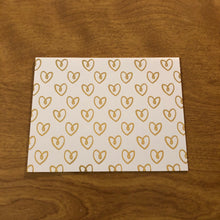 Load image into Gallery viewer, Hearts Gold Foil Blank Cards and Envelopes 6 Pack