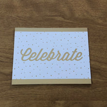 Load image into Gallery viewer, Celebrate Gold Foil Blank Cards and Envelopes 6 Pack