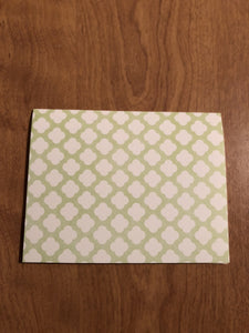 Green Blank Cards With Patterns and Envelopes 8 Pack