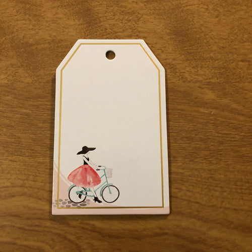 5 Lady on a Bicycle Gift Tags