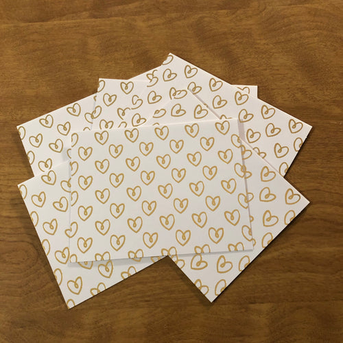 Hearts Gold Foil Blank Cards and Envelopes 6 Pack