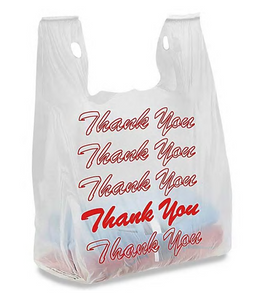 11 1/2 x 6 x 21" T-shirt "Thank You" Bags 1 Box of 1,000 Bags